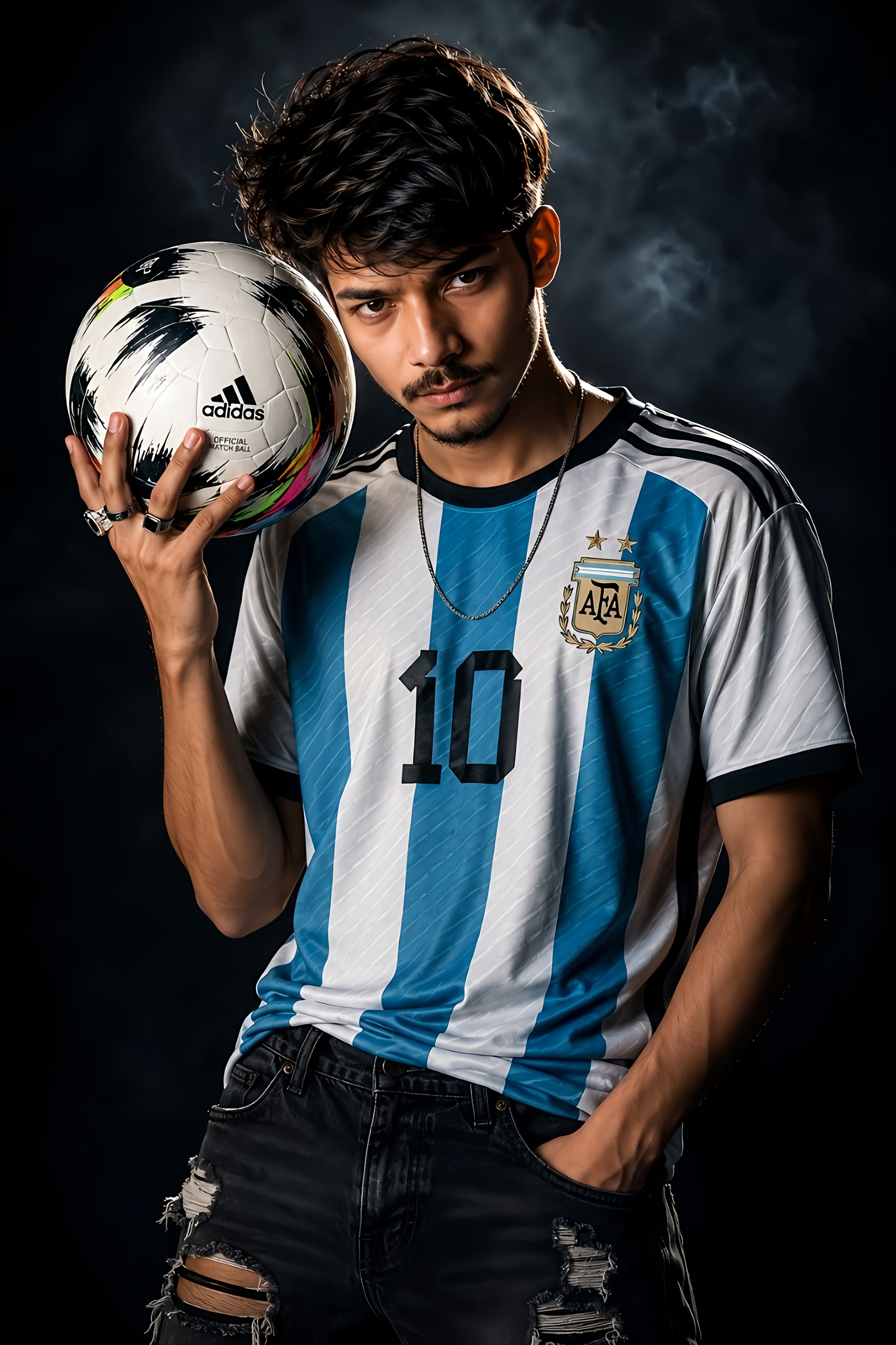 ? Viral Argentina Football Portrait Prompt — Cinematic Sports AI Edit 4K ?