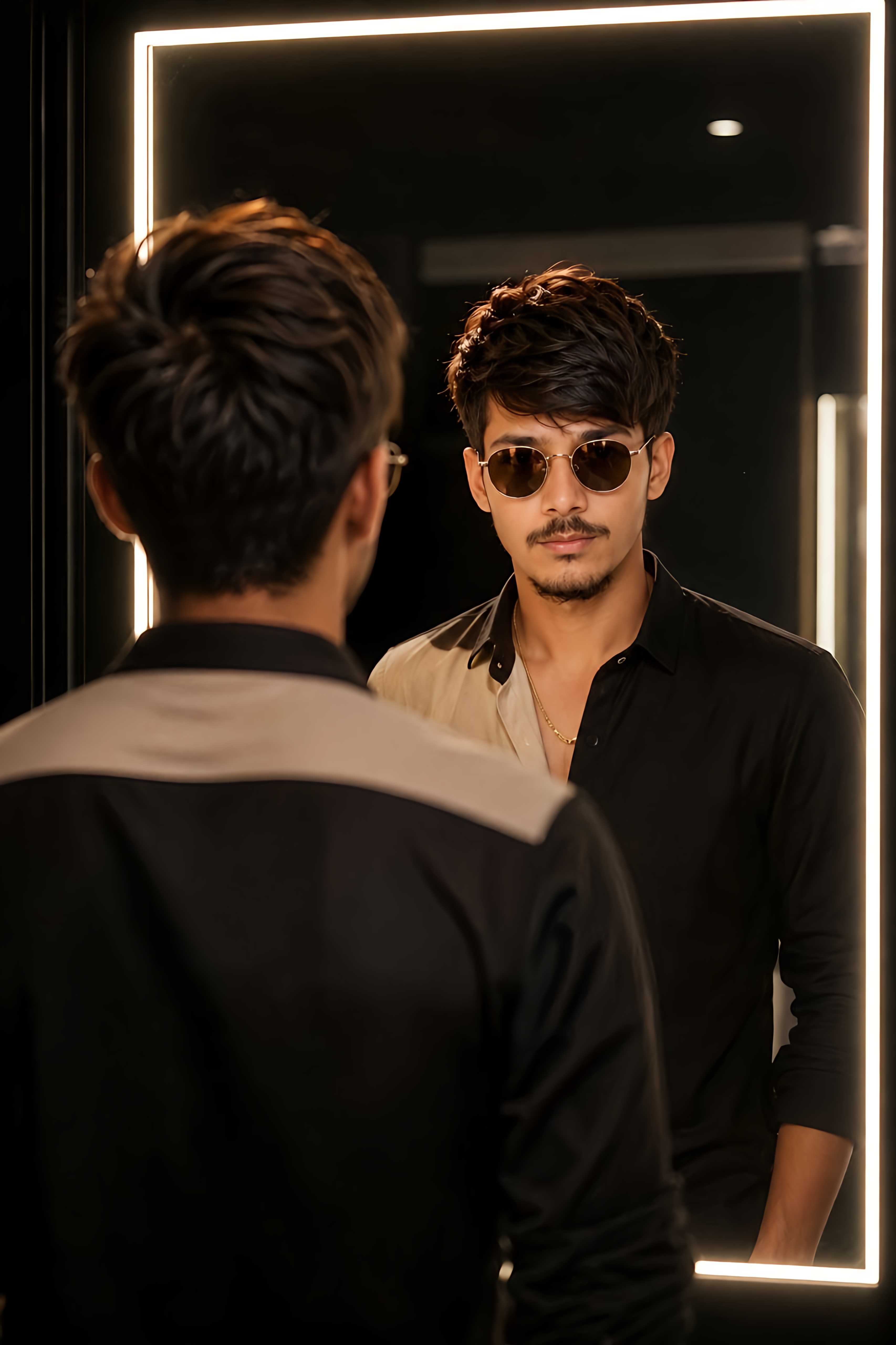 create a Ultra-realistic cinematic vertical mirror