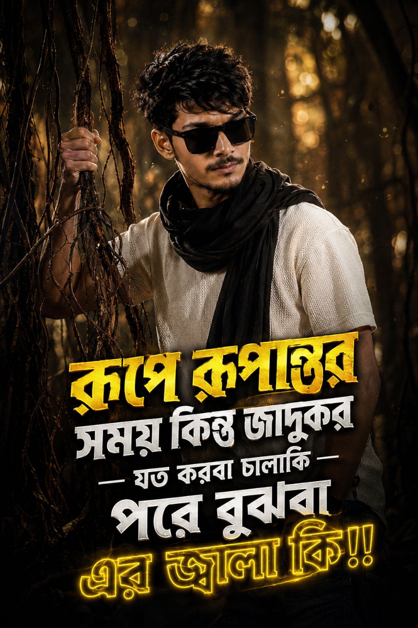 🌿 রূপে রূপান্তর | Cinematic Bengali Typography Poster 🔥 | AI Photo Editing Prompt