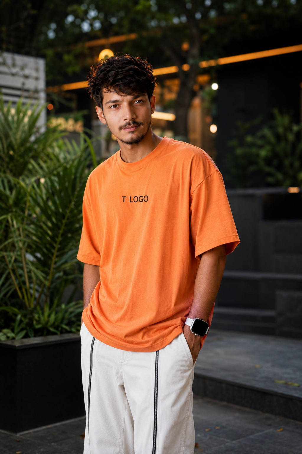 Stylish Young Indian Man in Oversized Orange T-Shirt | Ultra Realistic DSLR Portrait