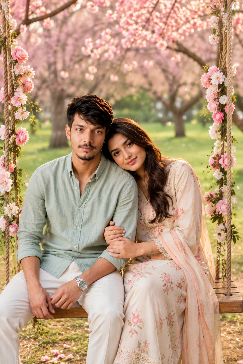 🌸 Romantic Spring Blossom Love Story | Ultra Realistic Couple Portrait in Cherry Blossom Garden 💕✨