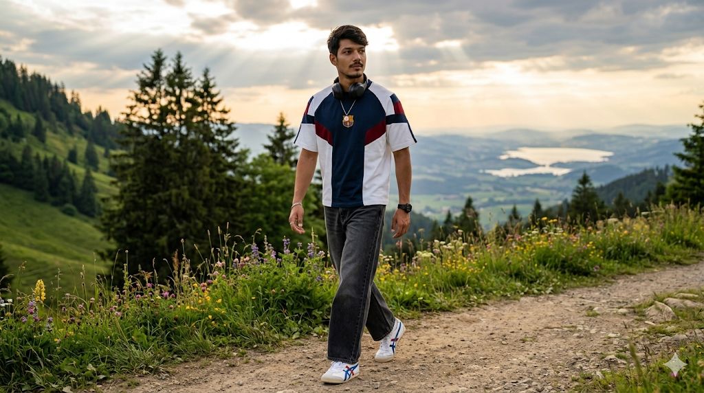 Walking Candid Mountain Fashion Photoshoot