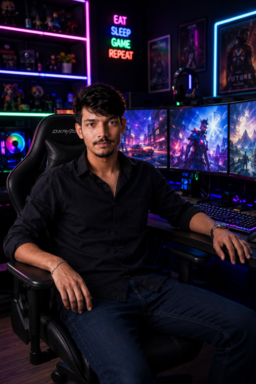 Ultimate RGB Gaming Setup Portrait | Neon Streamer Room Aesthetic 🎮✨