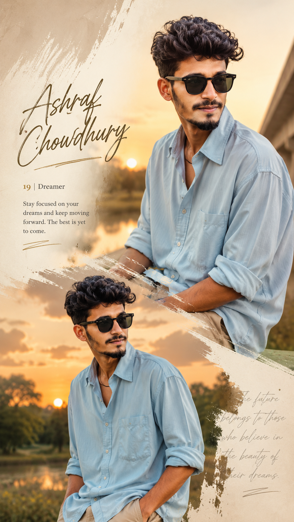 Golden Hour Aesthetic Collage Poster | Cinematic 9:16 Portrait | Ultra Realistic Photo Edit