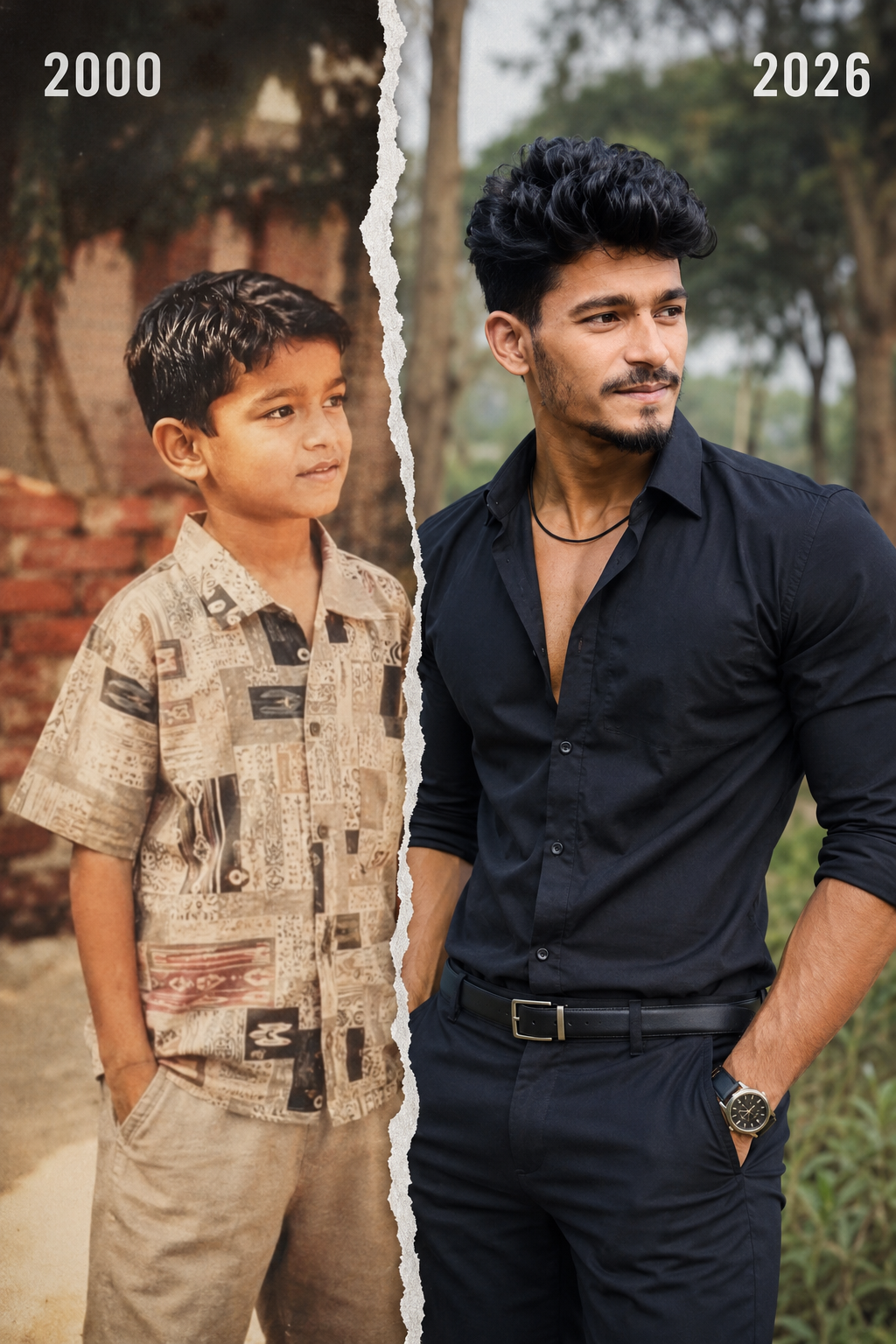 Cinematic Then vs Now Split Portrait | 2000 to 2026 Transformation | Ultra Realistic AI Photo Edit