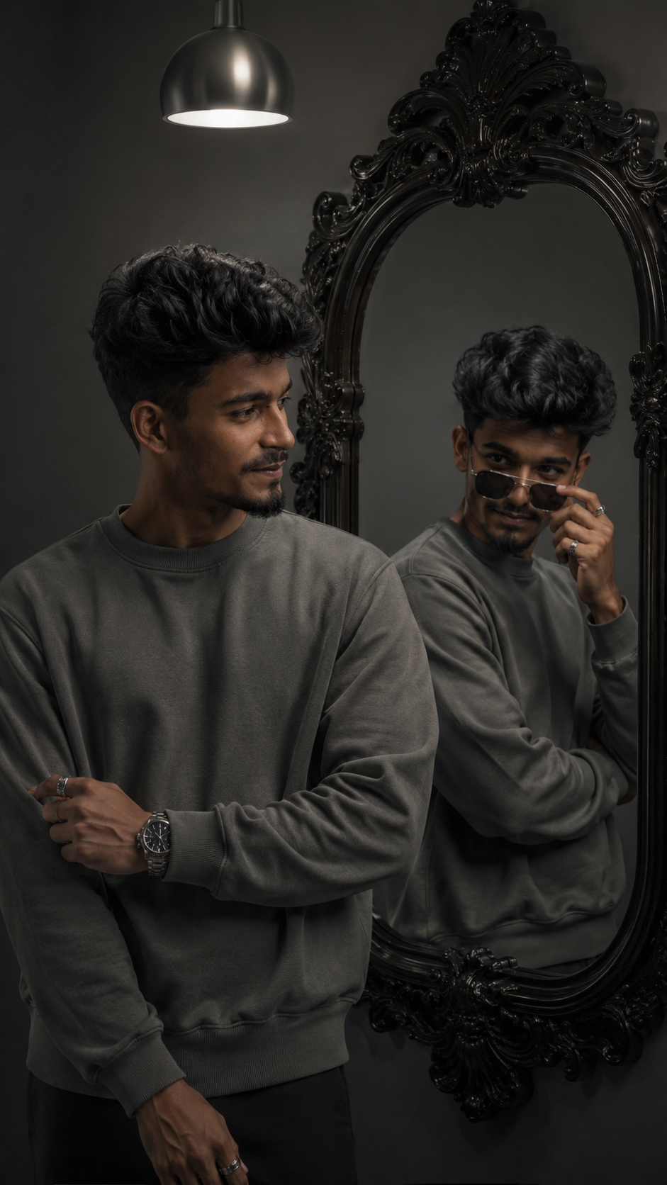 Ultra-Realistic Cinematic Mirror Reflection Portrait