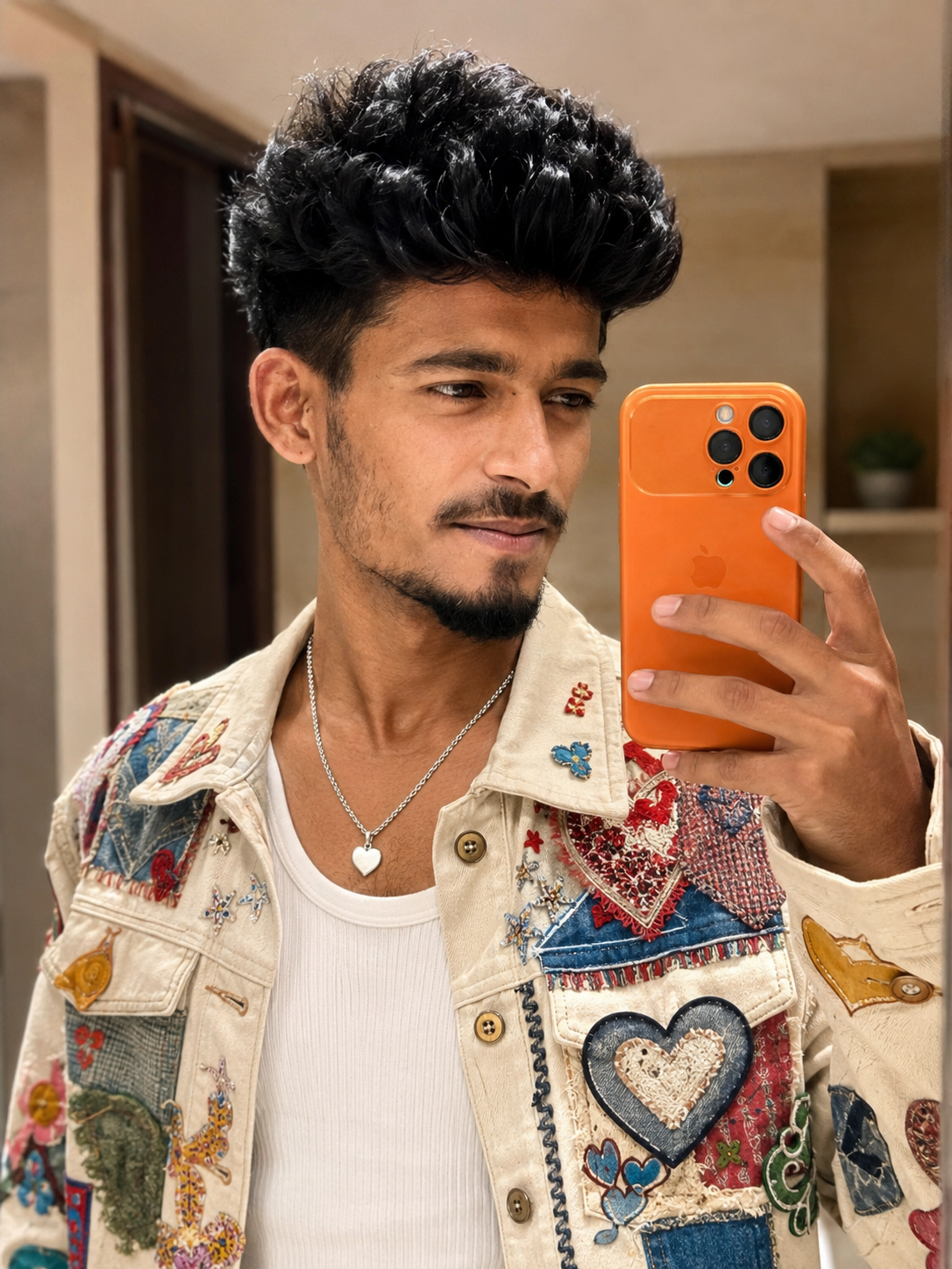 Mirror Selfie in Luxury Patchwork Style