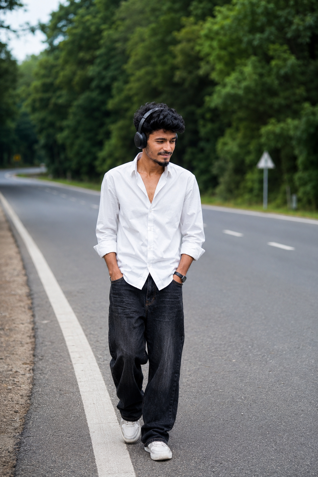 Ultra Realistic 4K Highway Walking Portrait