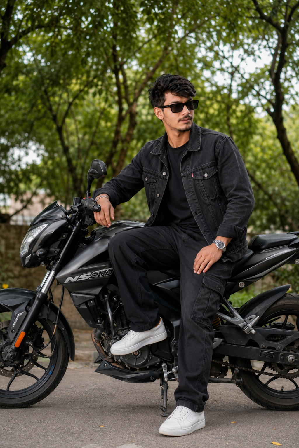 Stylish Man with Motorcycle