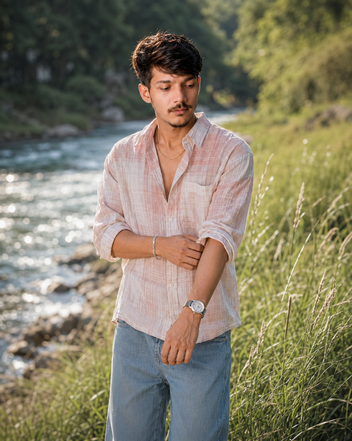 South Asian Man by Riverside