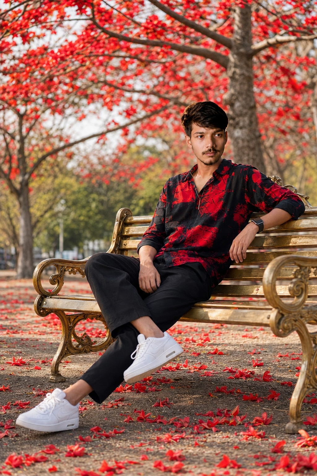 Asian Man in Garden