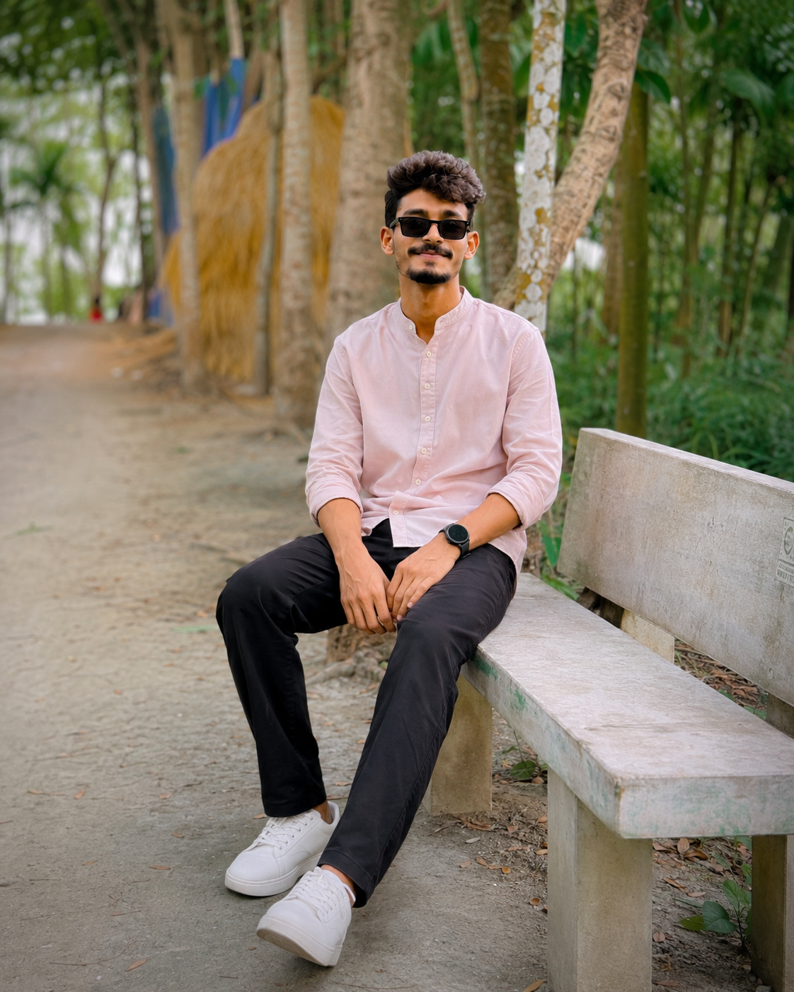 Custom Portrait on Park Bench