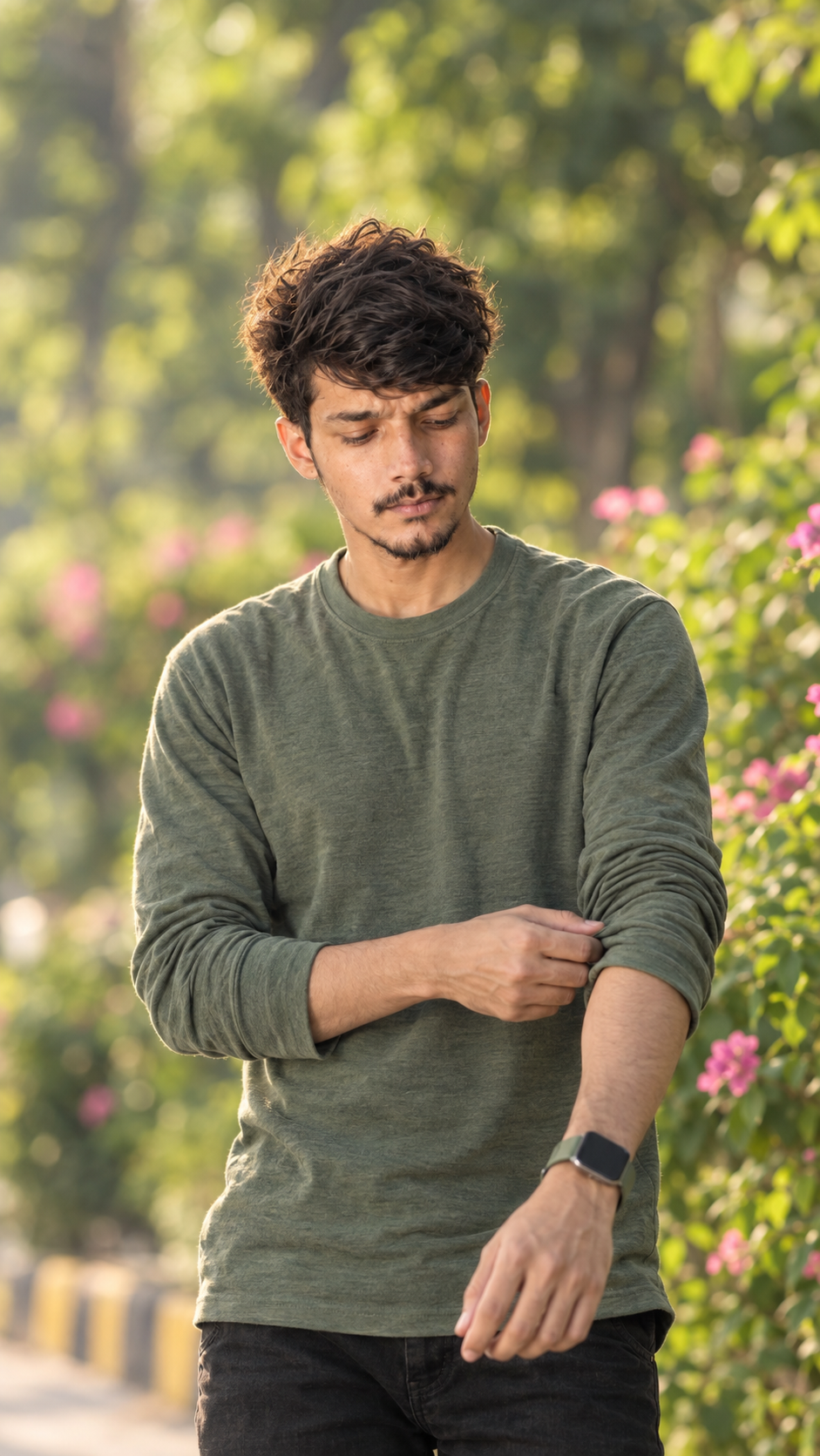 Ultra Realistic Cinematic Portrait of South Asian Man in Green T-Shirt