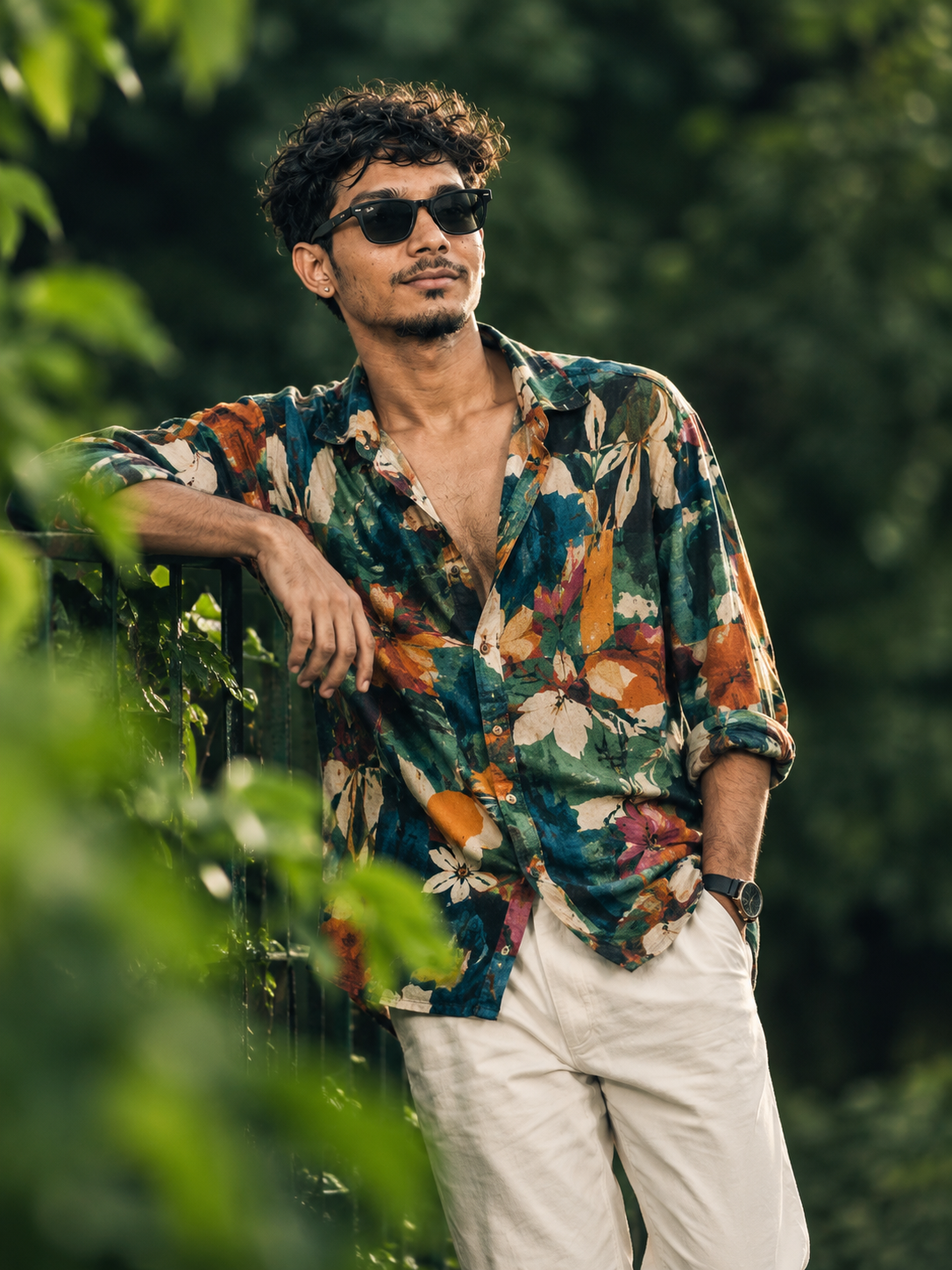 Dark Green Hyper Realistic Cinematic Portrait of Handsome Man